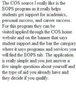 COS On-Campus Resource Discussion